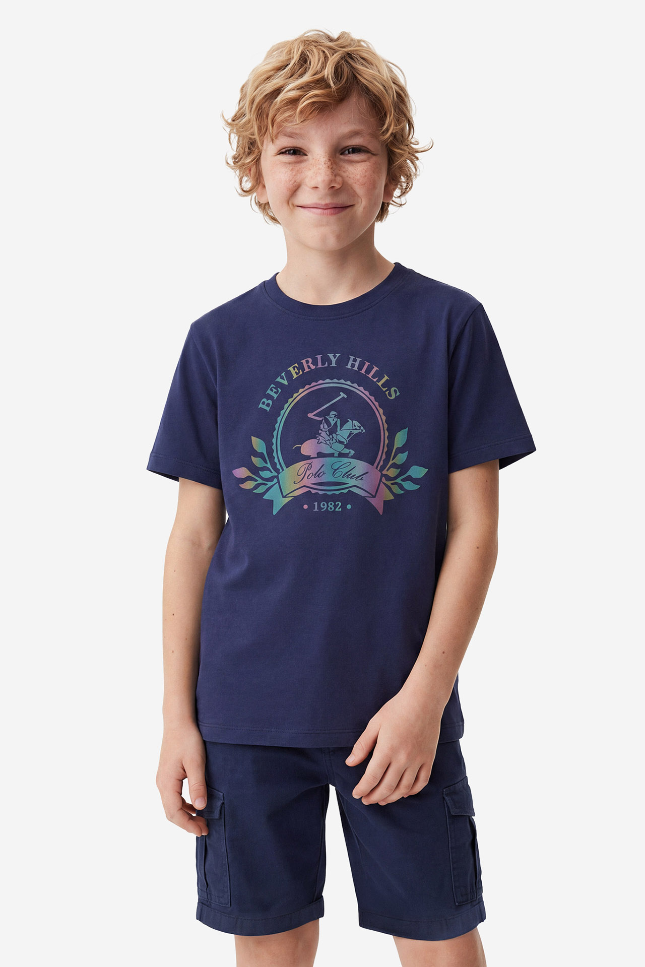 T-shirt BEVERLY HILLS POLO CLUB W126-BHBTS-1055-19X Granatowy