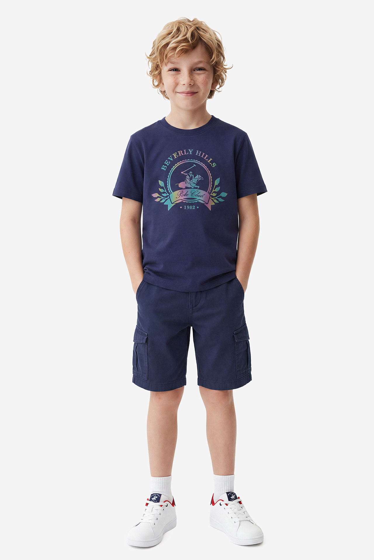 T-shirt BEVERLY HILLS POLO CLUB W126-BHBTS-1055-19X Granatowy