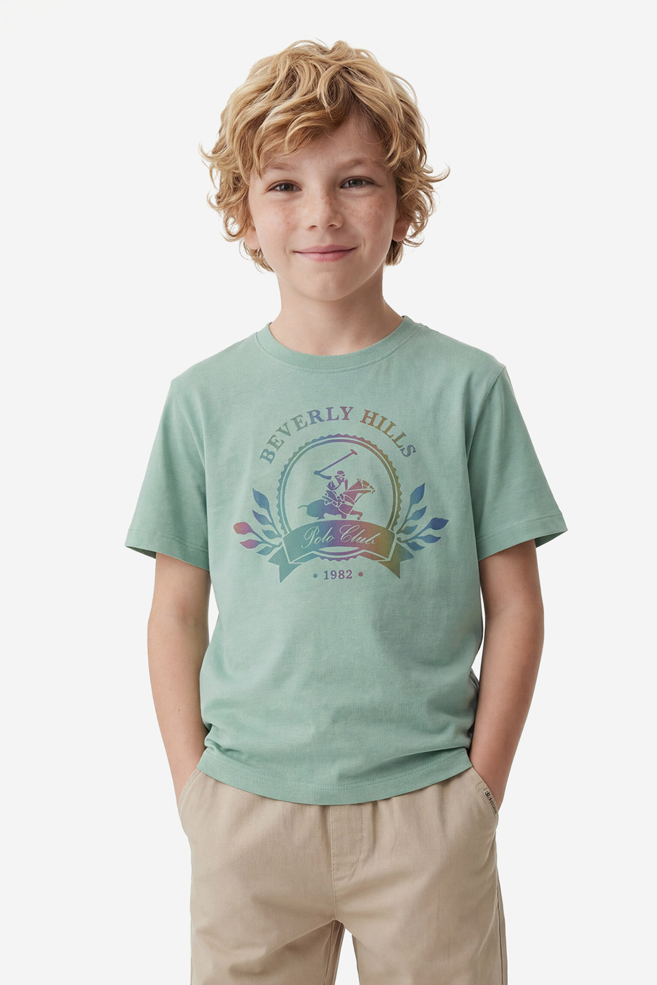T-shirt BEVERLY HILLS POLO CLUB W126-BHBTS-1055-25X Zielony