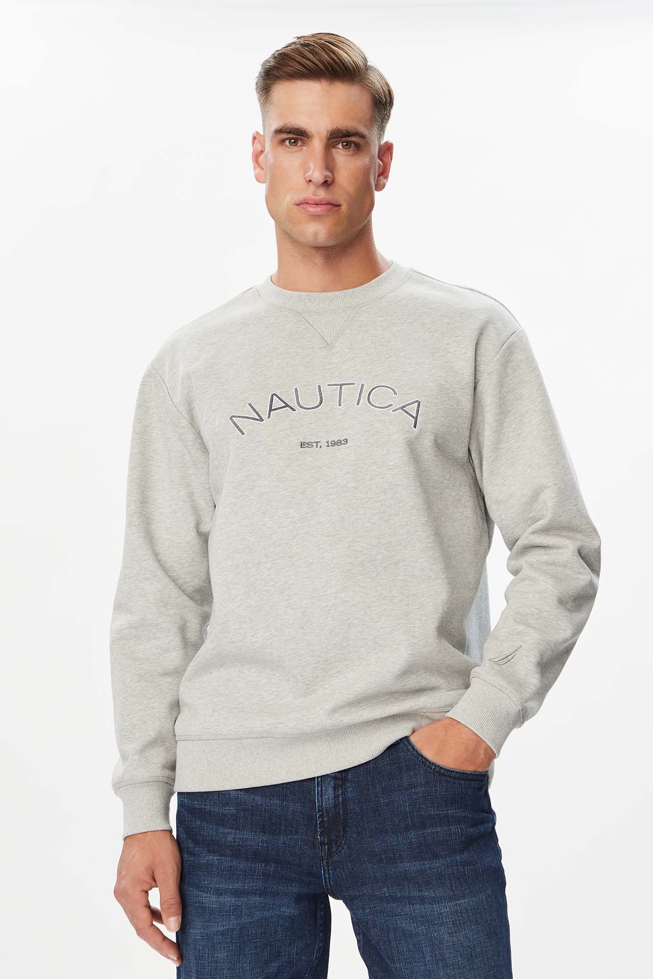 Bluza NAUTICA W226-NAMSS-1118-40M Szary jasny