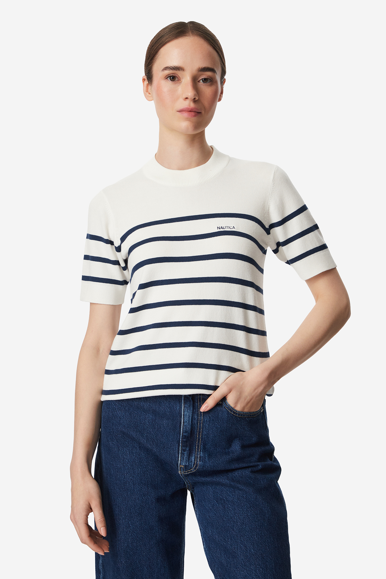 T-shirt NAUTICA W226-NALSW-1102-01S Biały