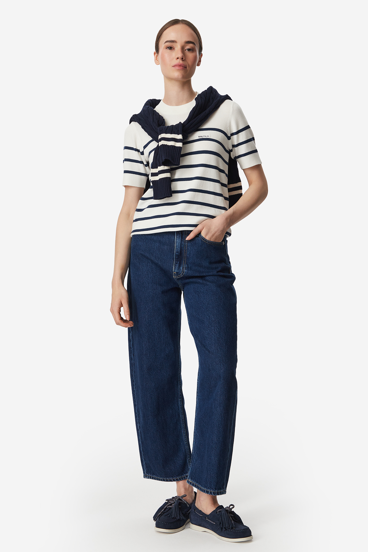 T-shirt NAUTICA W226-NALSW-1102-01S Biały