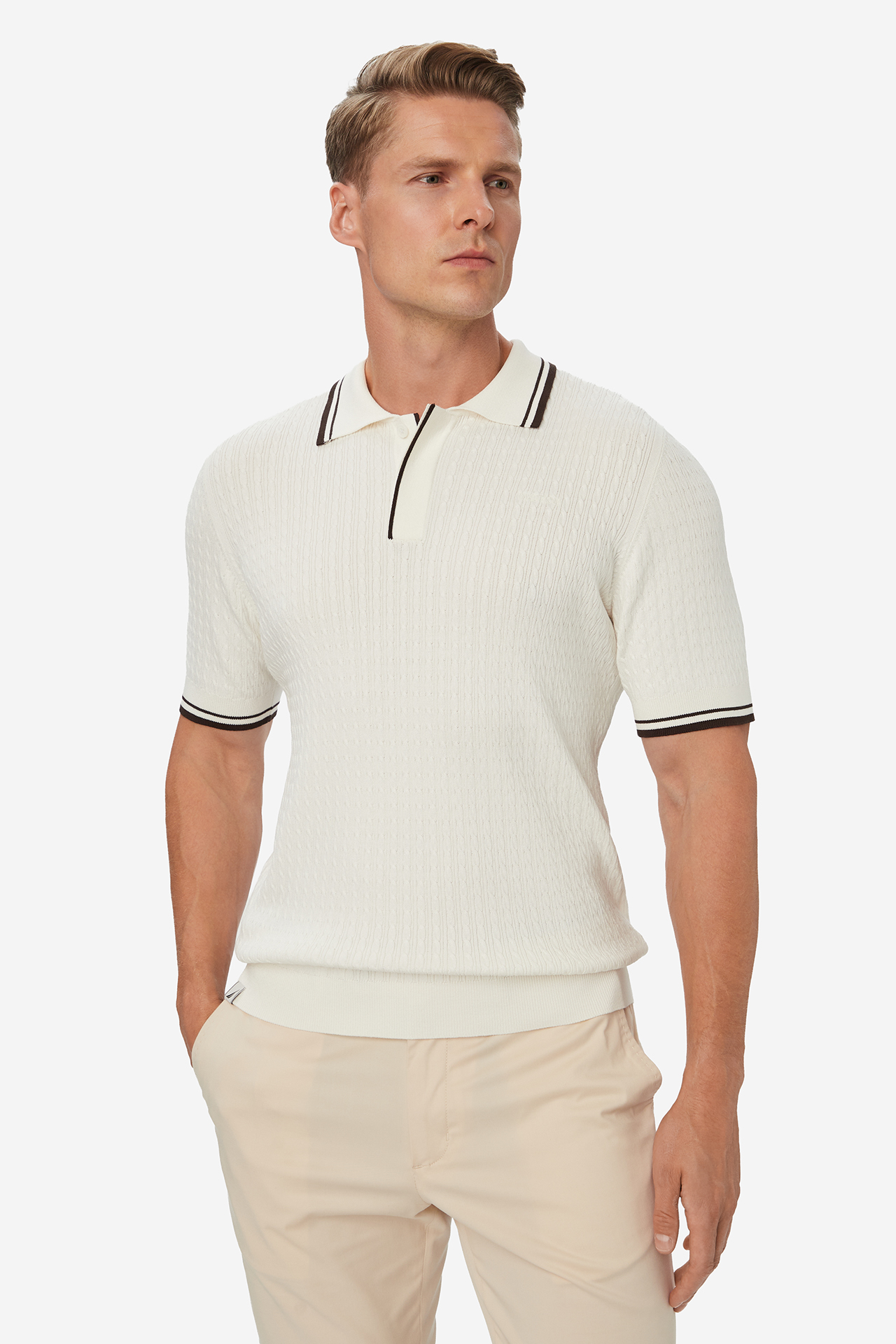 Koszulka polo NAUTICA W226-NAMSW-1092-02X Kremowy