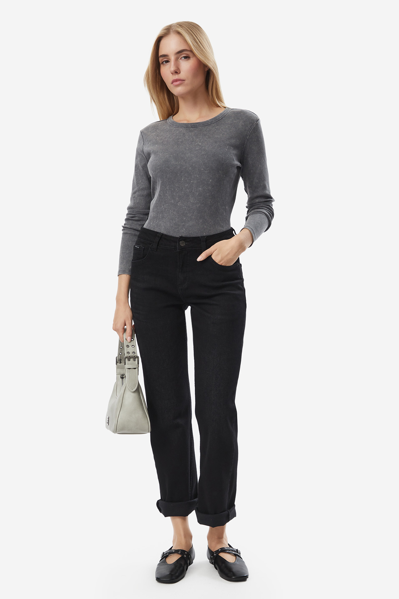 Long sleeve AMERICANOS W226-AMLTS-1056-43X Szary