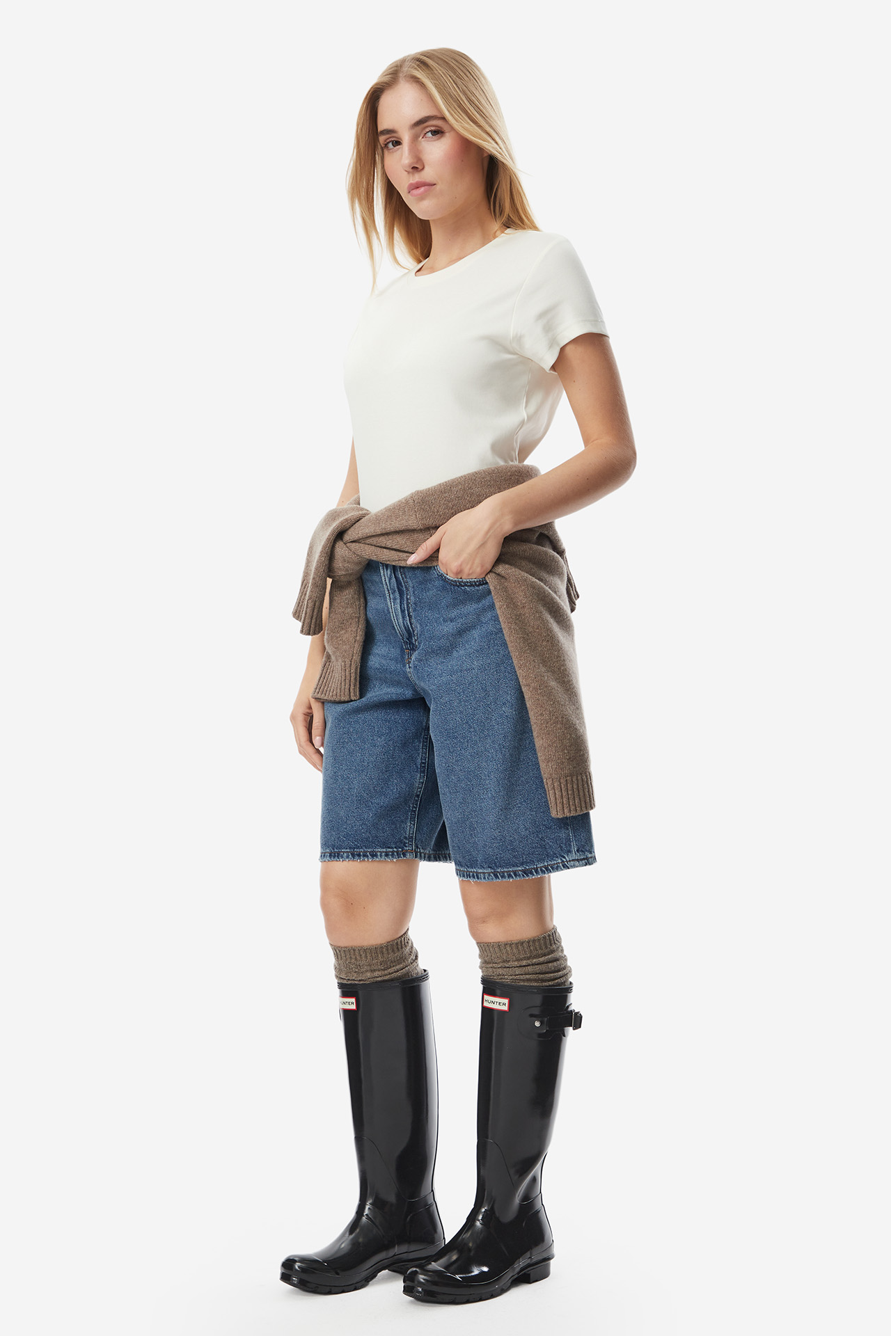 T-shirt HUNTER W226-HRLTS-1097-02X Kremowy