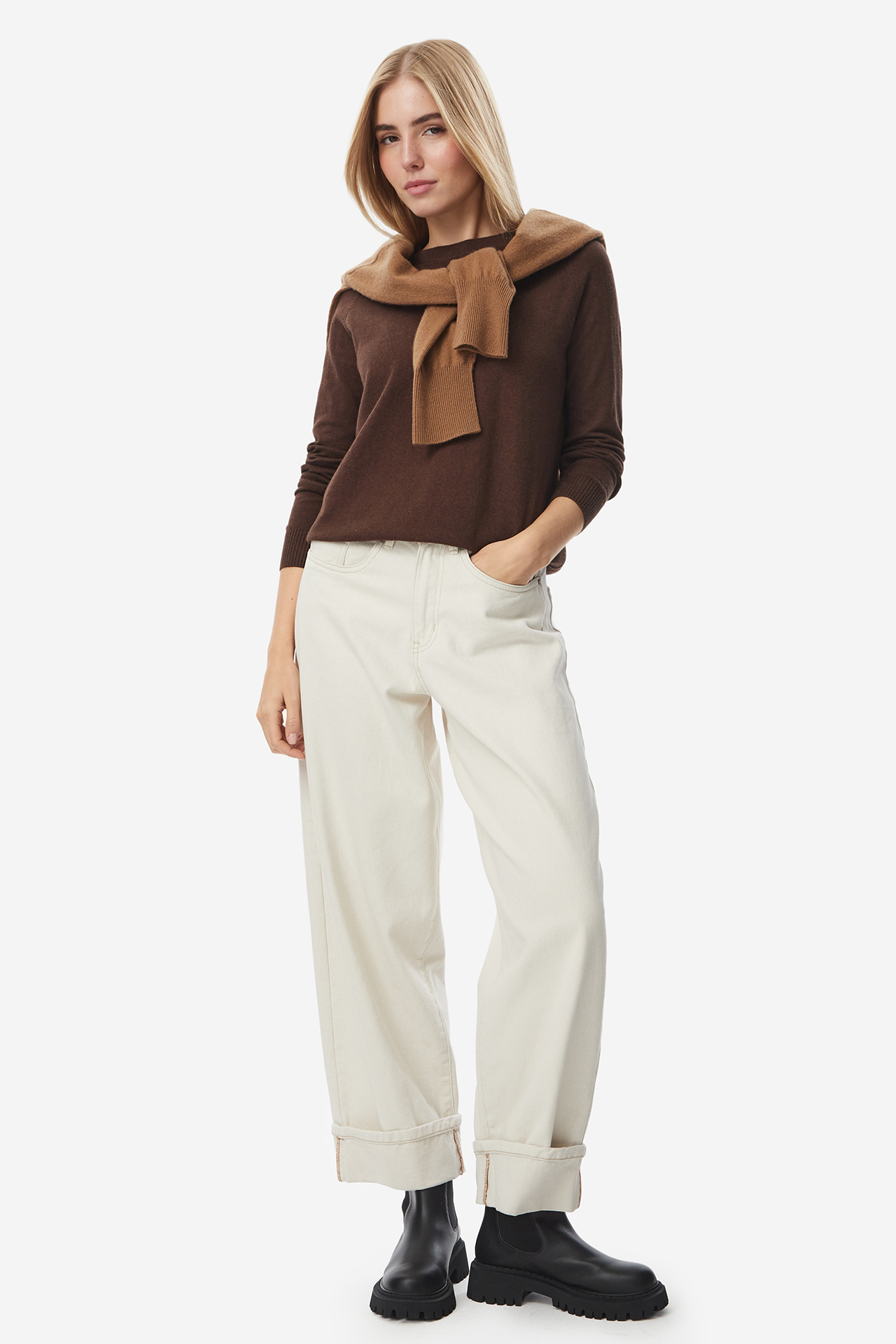 Sweter HUNTER W227-HRLSW-1070-37X Brązowy ciemny