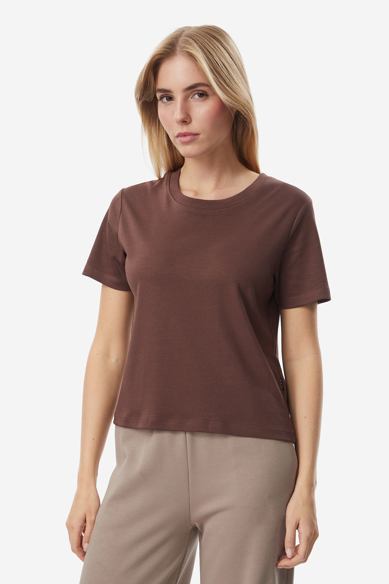 T-shirt GO SOFT W226-GSLTS-1084-35X Brązowy ciemny