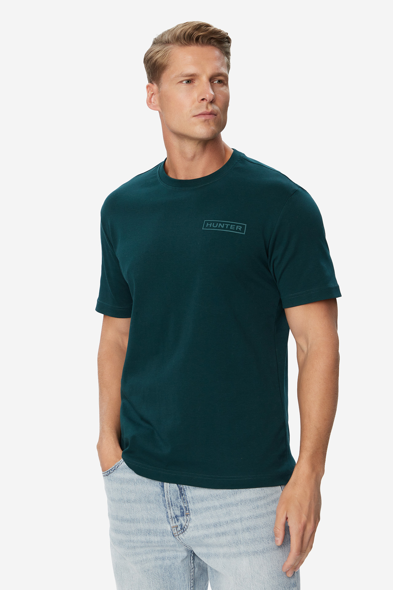 T-shirt HUNTER W226-HRMTS-1089-28X Zielony ciemny