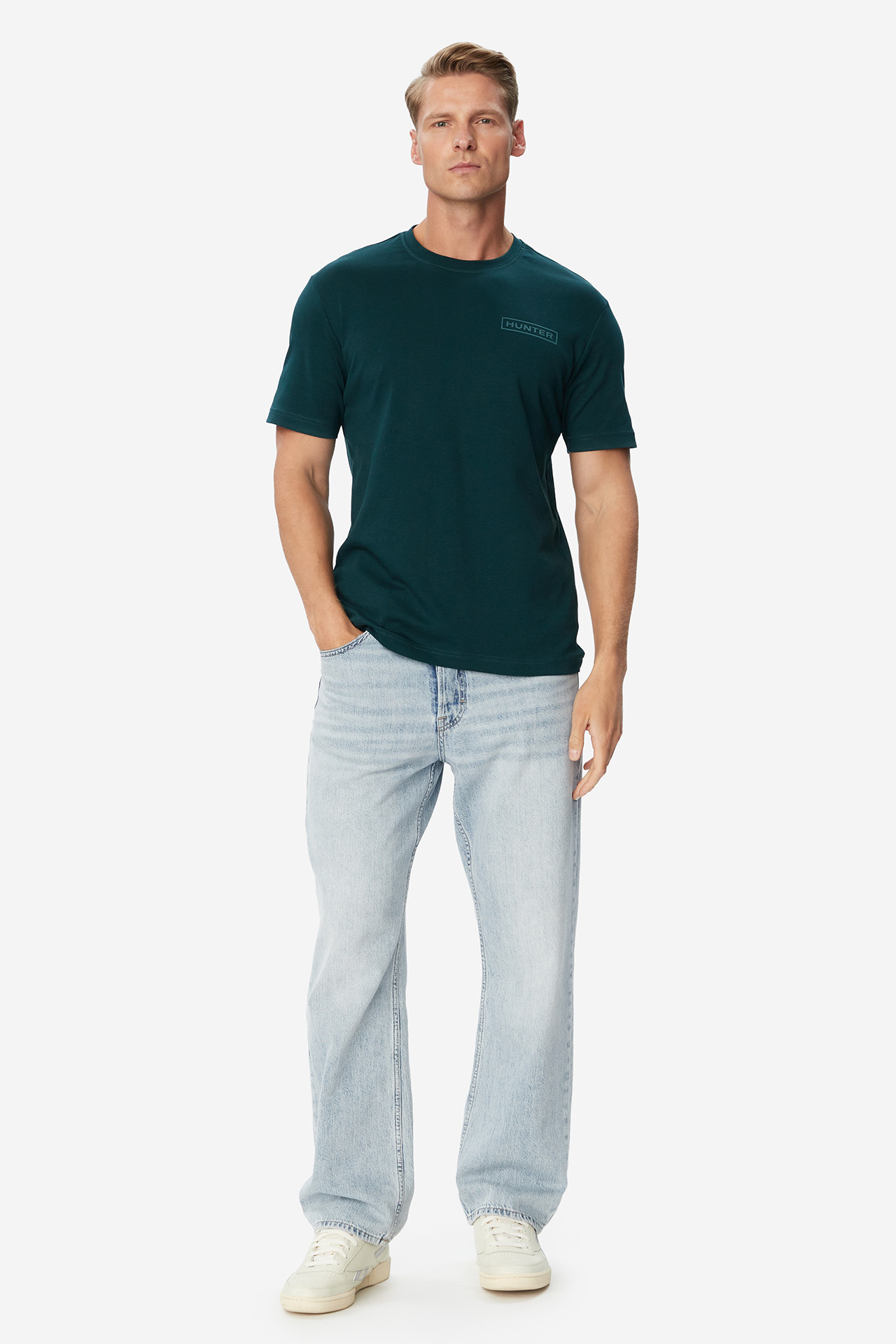 T-shirt HUNTER W226-HRMTS-1089-28X Zielony ciemny