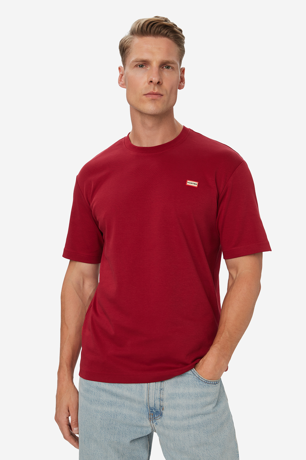 T-shirt HUNTER W226-HRMTS-1090-37X Bordowy