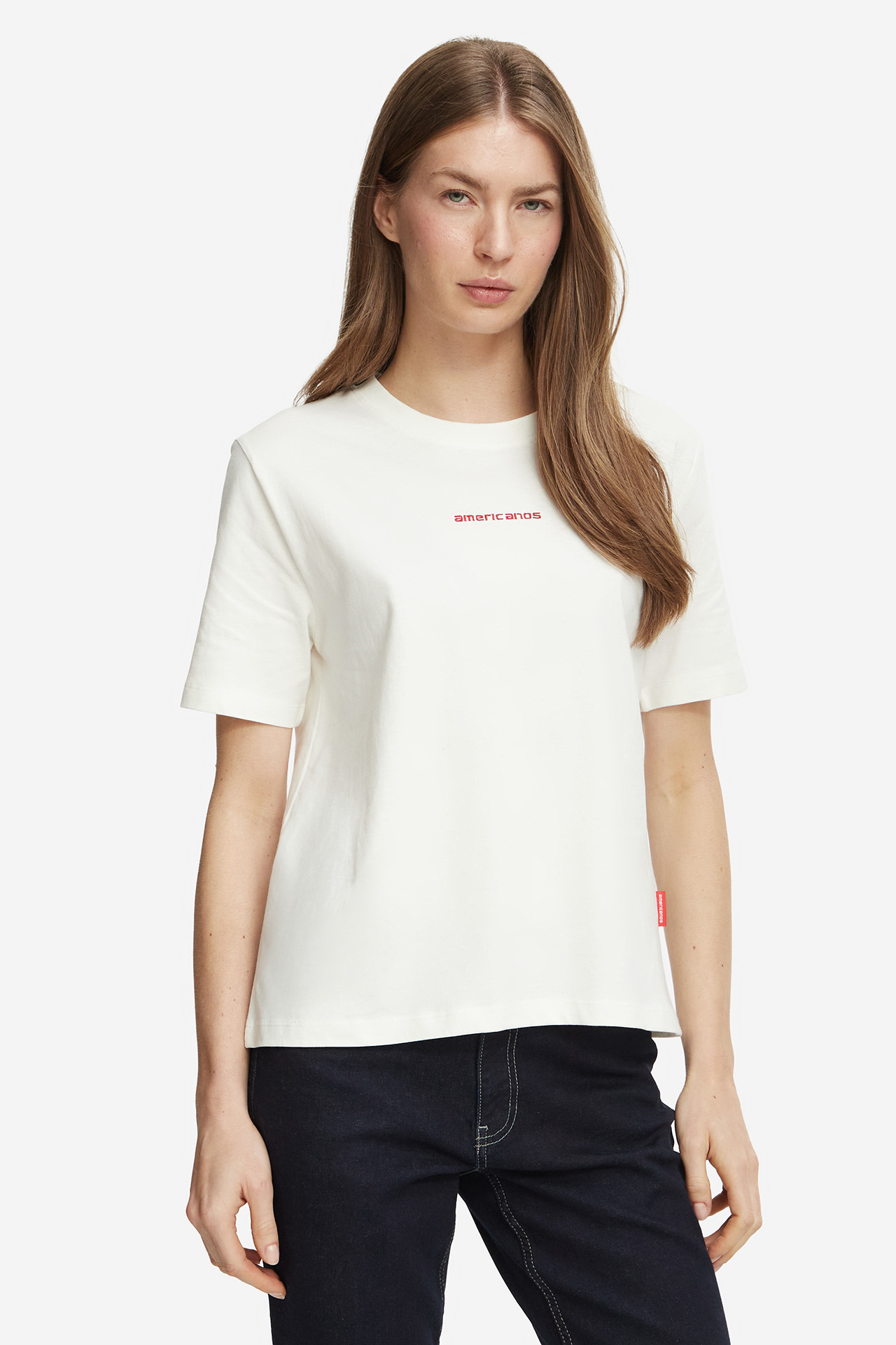 T-shirt AMERICANOS W226-AMLTS-1057-01X Kremowy