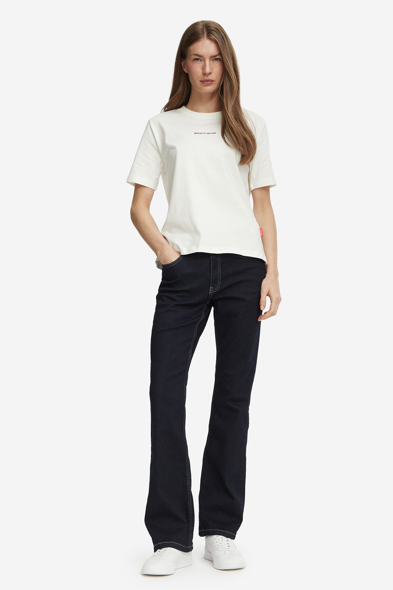 T-shirt AMERICANOS W226-AMLTS-1057-01X Kremowy