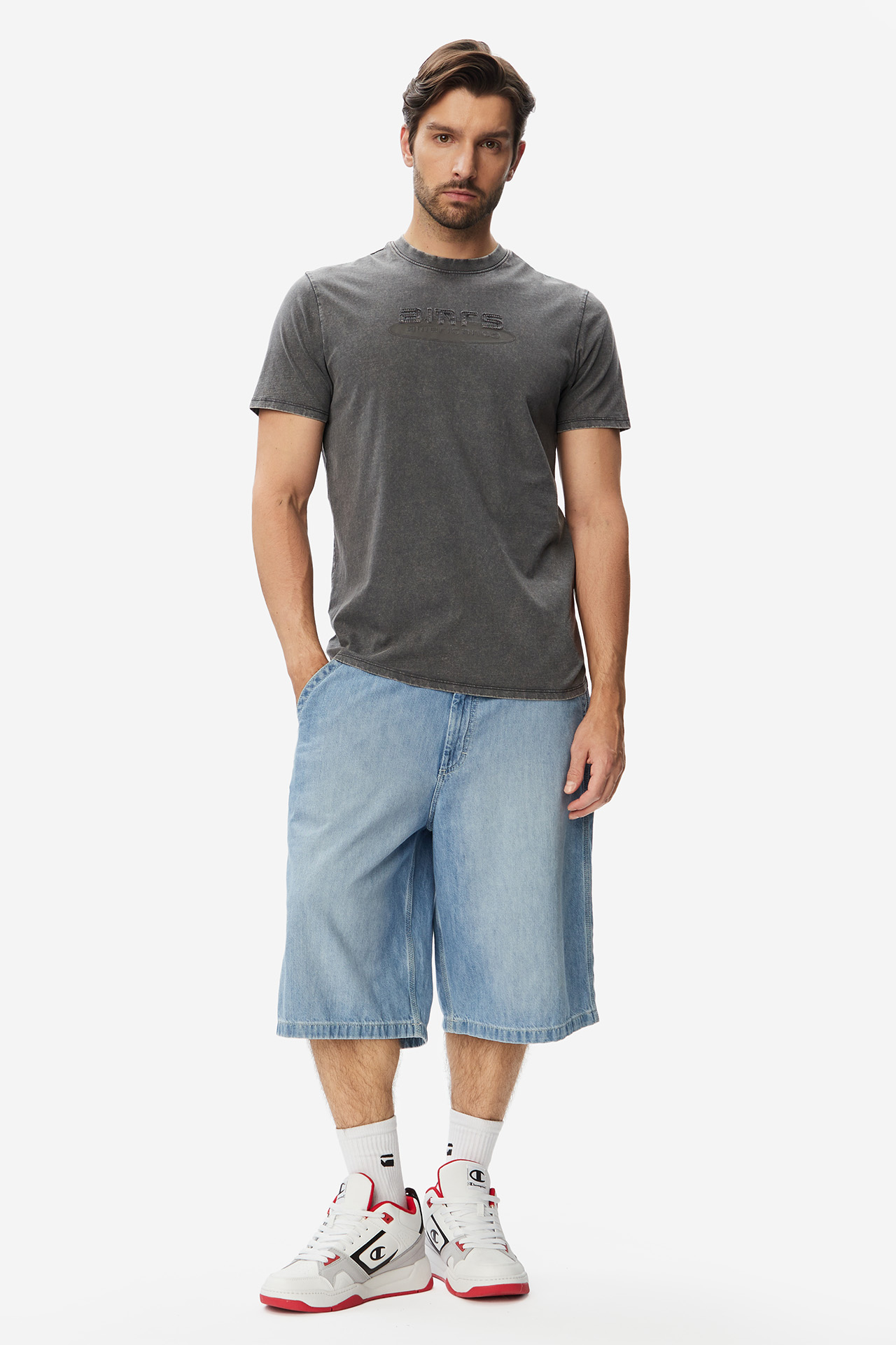 T-shirt AMERICANOS W226-AMMTS-1055-43M Szary