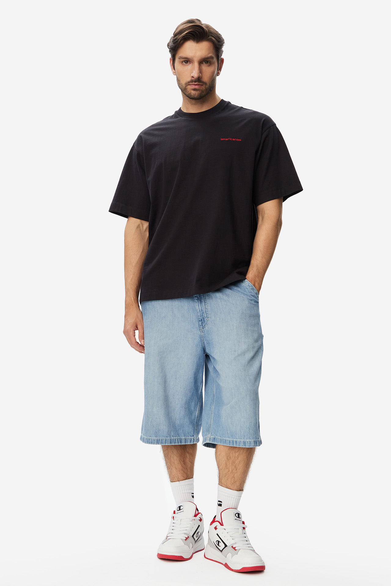 T-shirt AMERICANOS W226-AMMTS-1054-48X Czarny