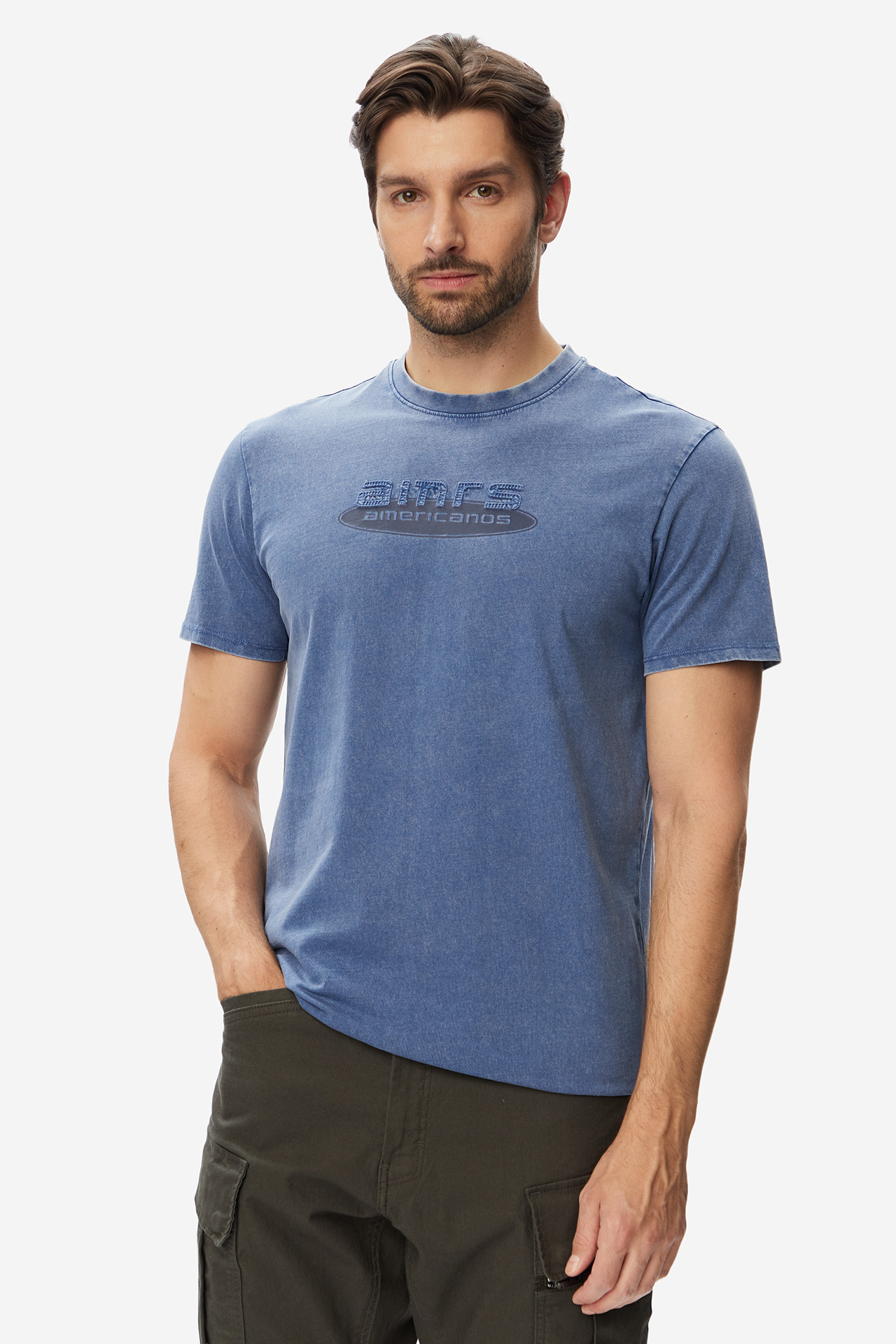 T-shirt AMERICANOS W226-AMMTS-1055-21M Niebieski