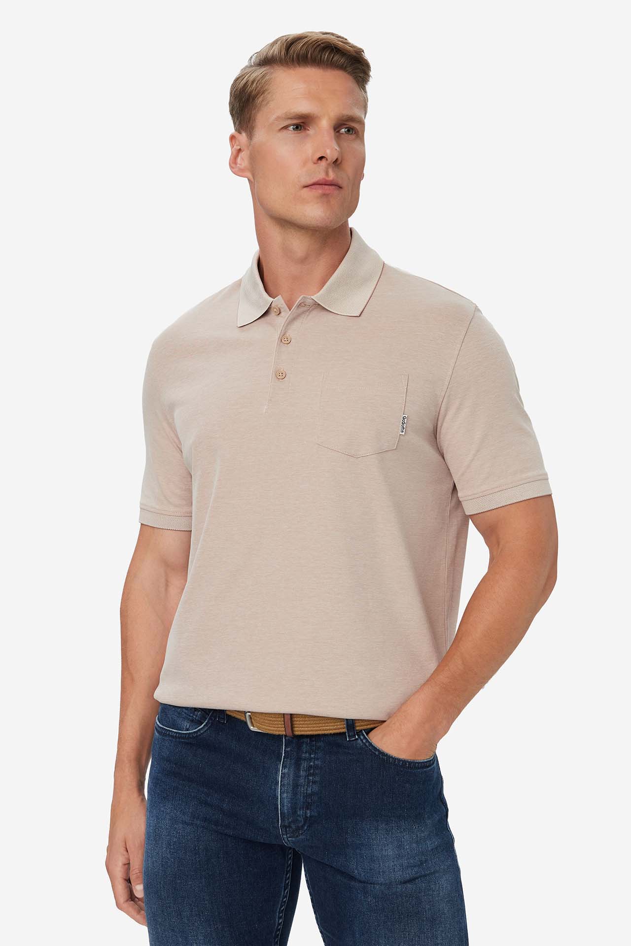 Koszulka polo GO SOFT W226-GSMPO-1081-39M Beżowy