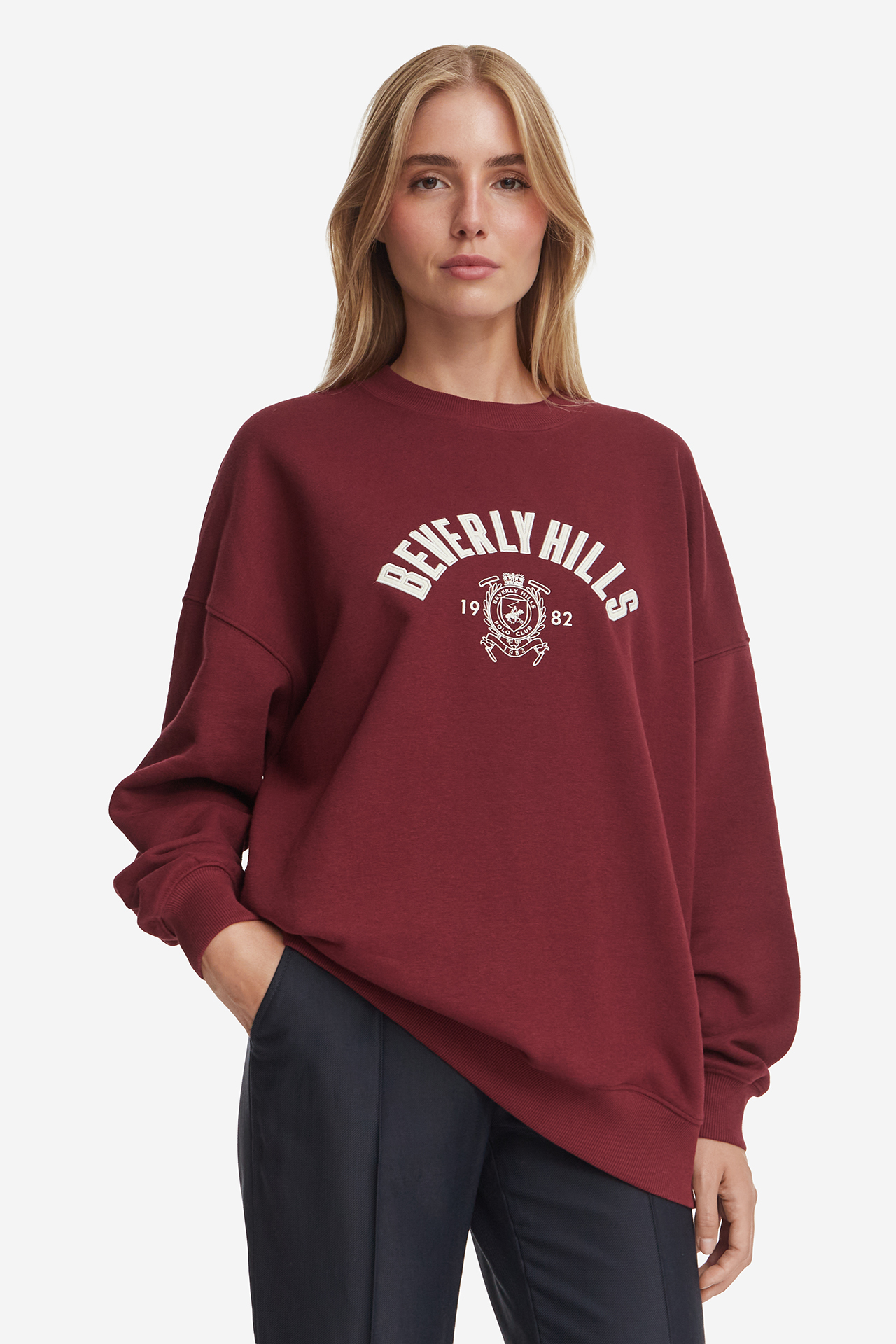 Bluza BEVERLY HILLS POLO CLUB W226-BHLSS-1166-10X Bordowy