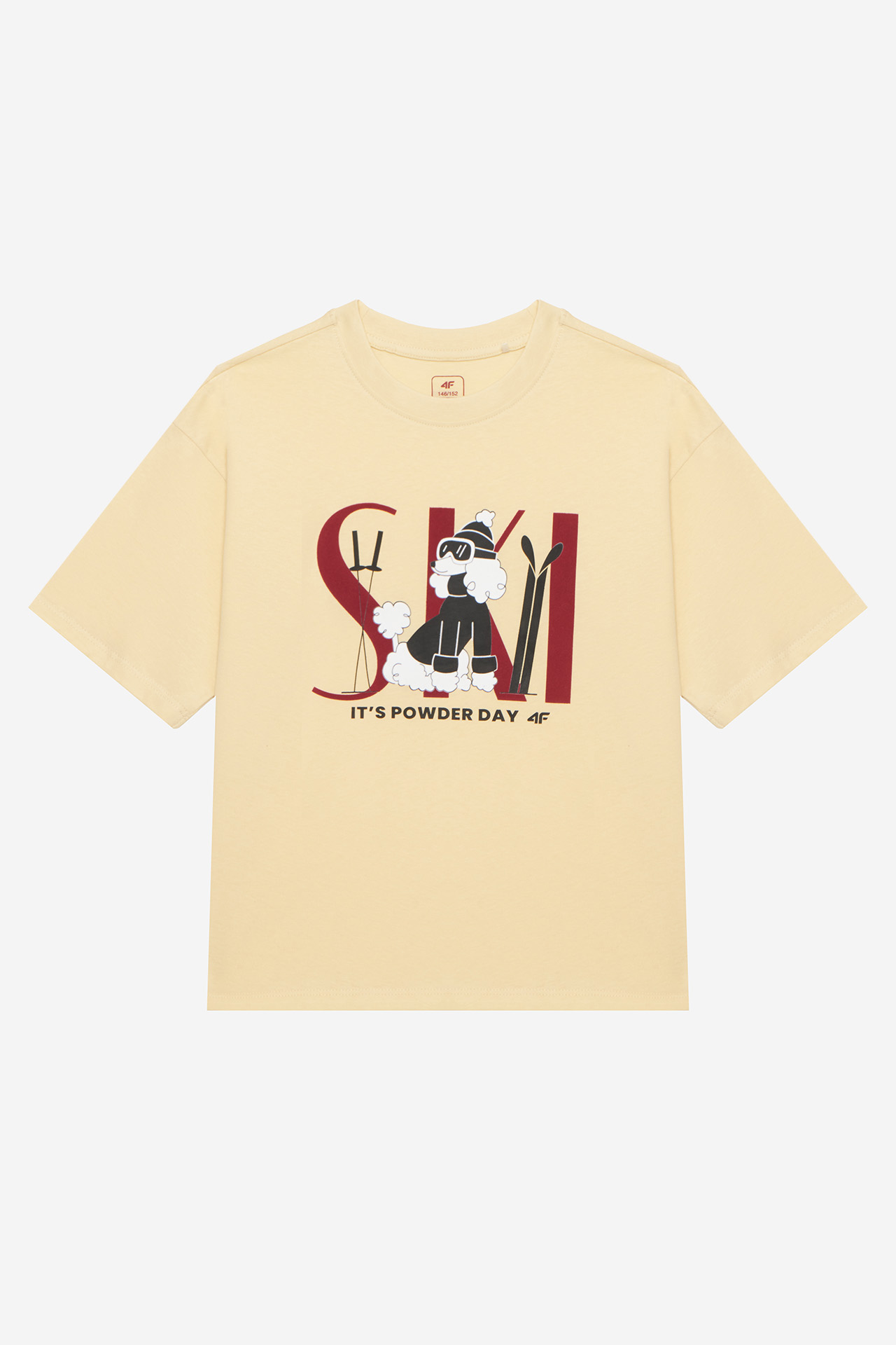 T-shirt 4F 4FJWAW26TTSHF3539-12S Kremowy