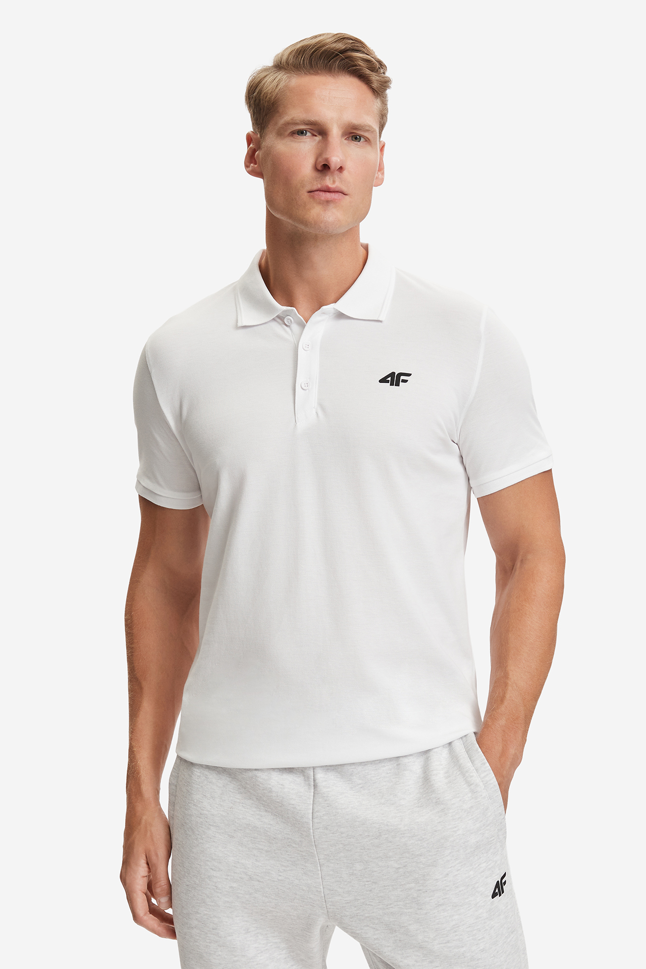 Koszulka polo 4F 4FWMM00TPTSM1004-10S Biały