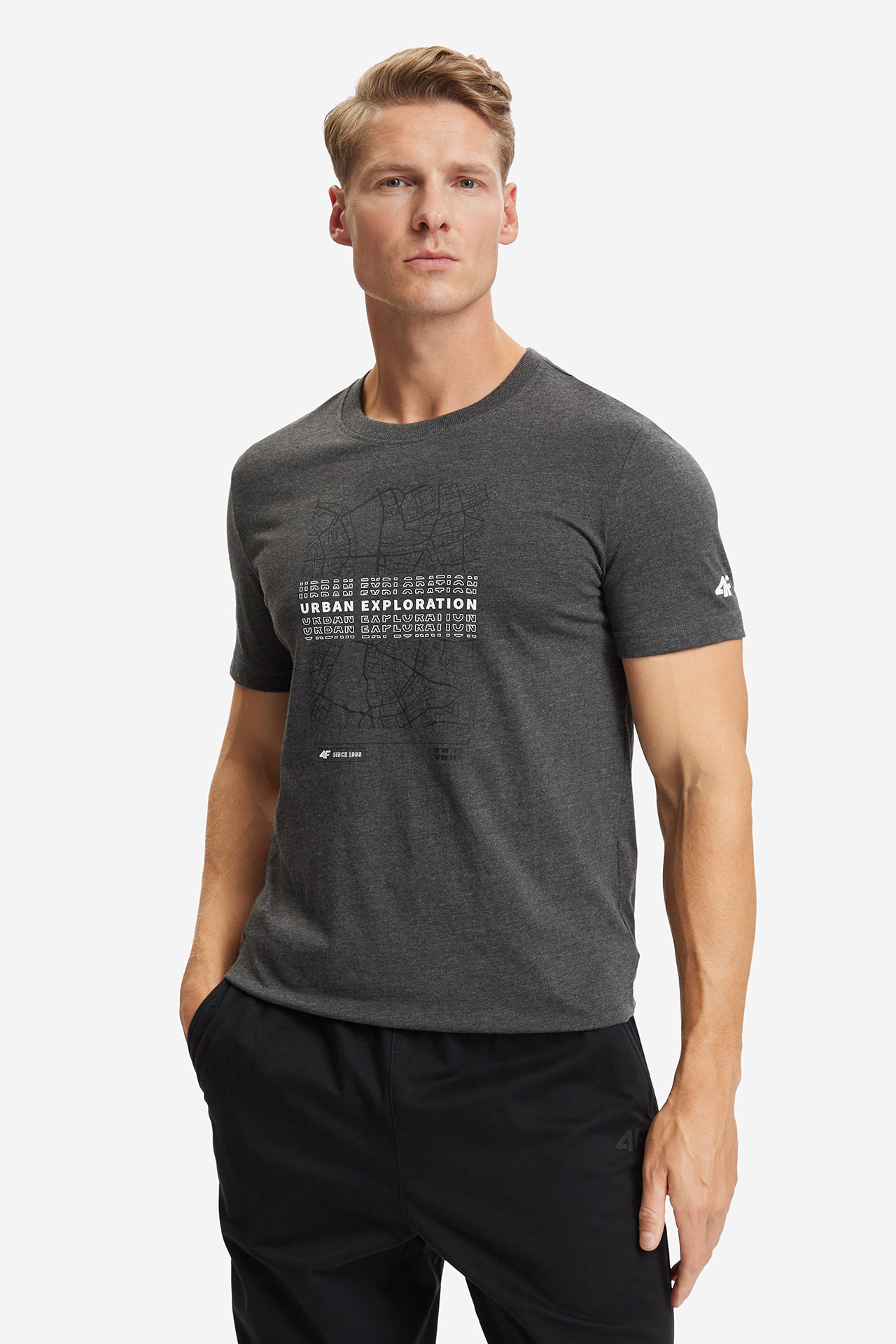 T-shirt 4F 4FWAW26TTSHM4597-24M Szary jasny