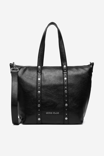 Torebka shopper ustawiona prosto, widok z przodu, uchwyty skierowane ku górze.