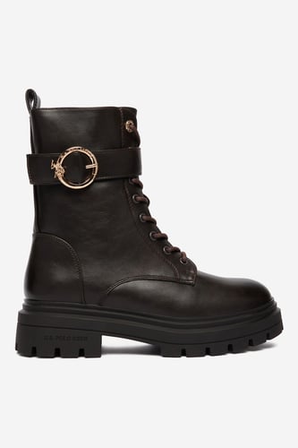 Šněrovací vyšší obuv U.S. POLO ASSN. EO-SVETA002W/GY1 Hnědá