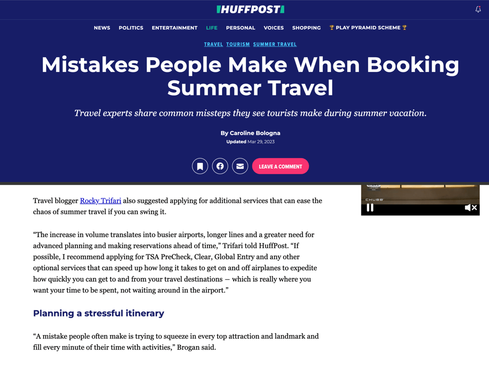 HuffPost:
Summer Travel Booking Mistakes