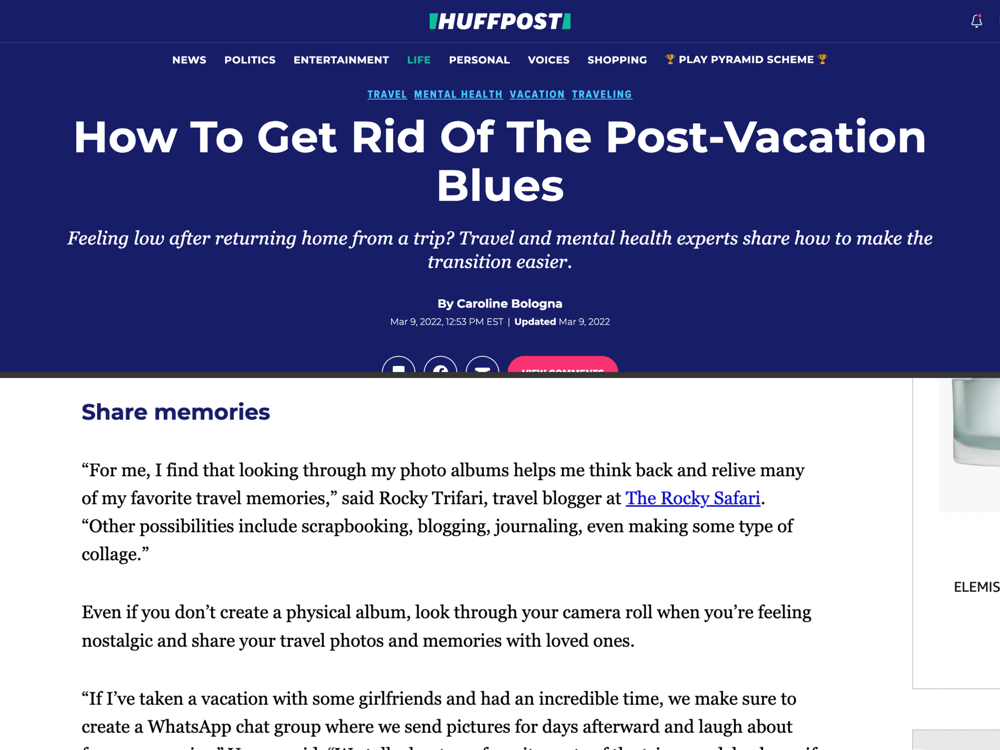 HuffPost:
How to Get Rid of Post-Vacation Blues