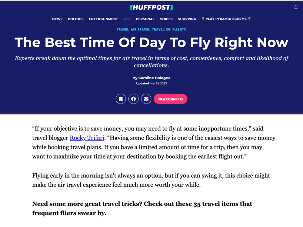HuffPost:
The Best Time to Fly