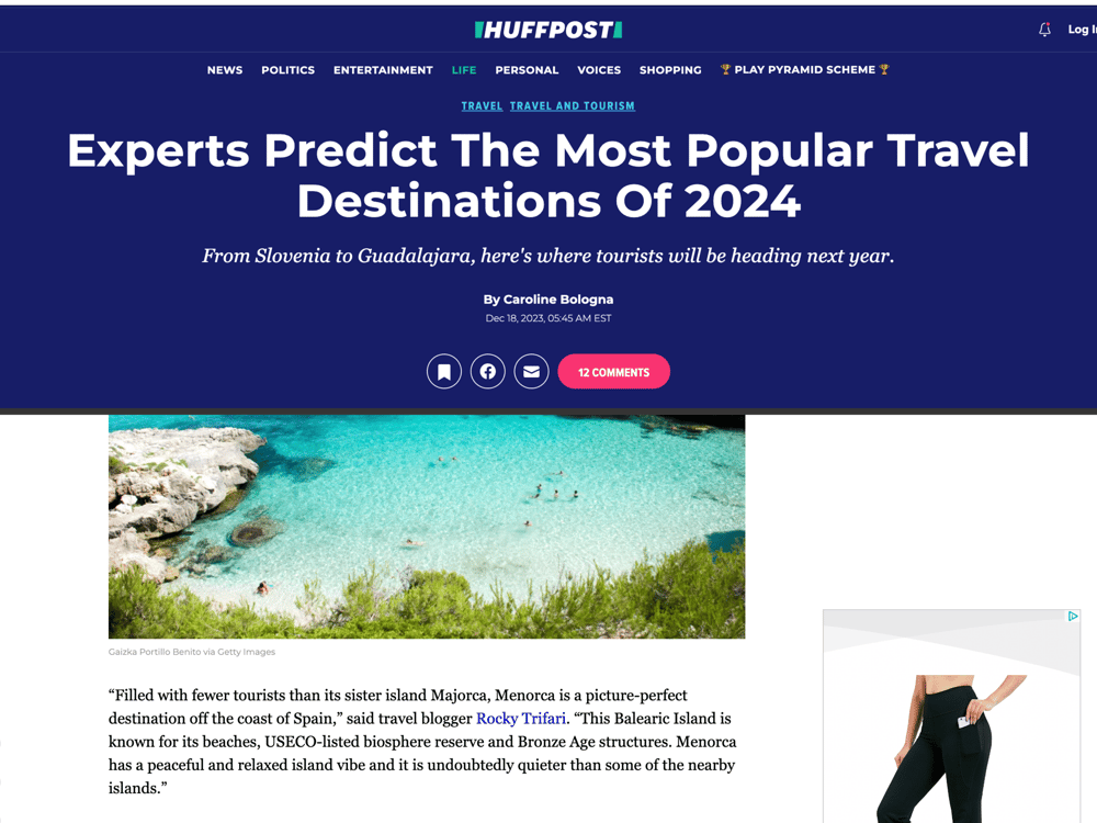HuffPost:
Experts Predict Travel Destinations 2024