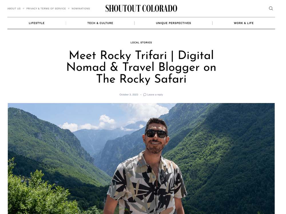 Shoutout Colorado:
Meet Digital Nomad Rocky Trifari