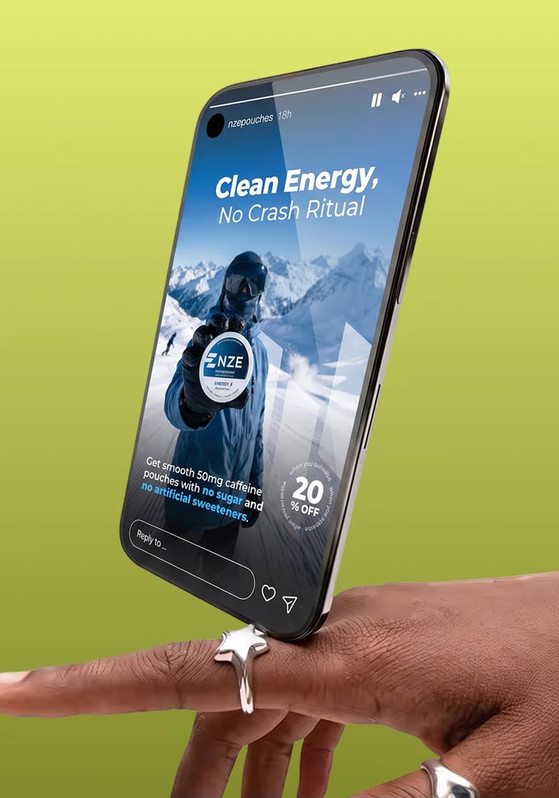 NZE ad on a phone