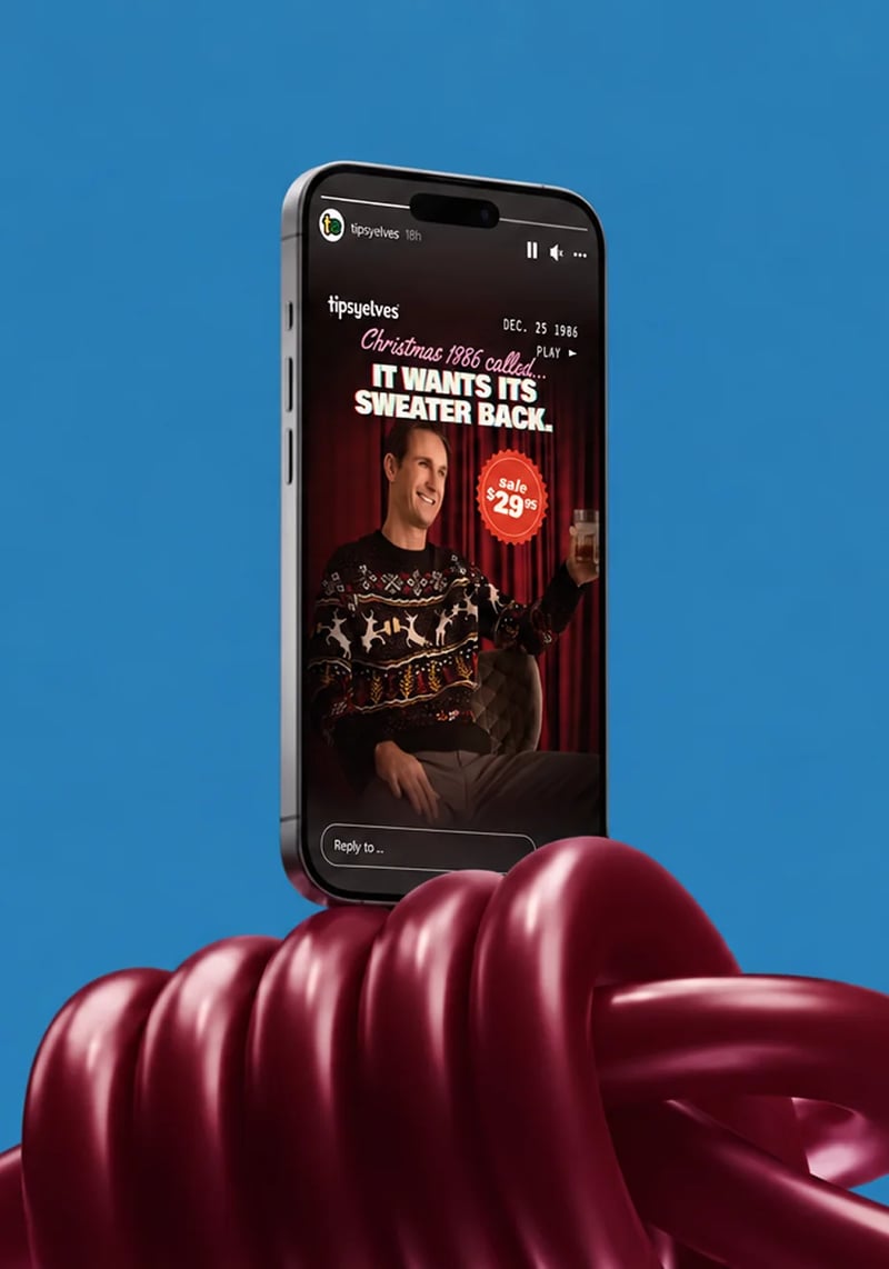 Tipsy Elves ad on a phone