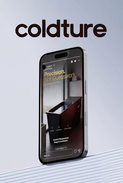 Coldture product page on a phone standing on a light surface