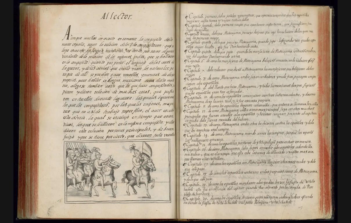 Page from the Florentine Codex showing Aztec illustrations