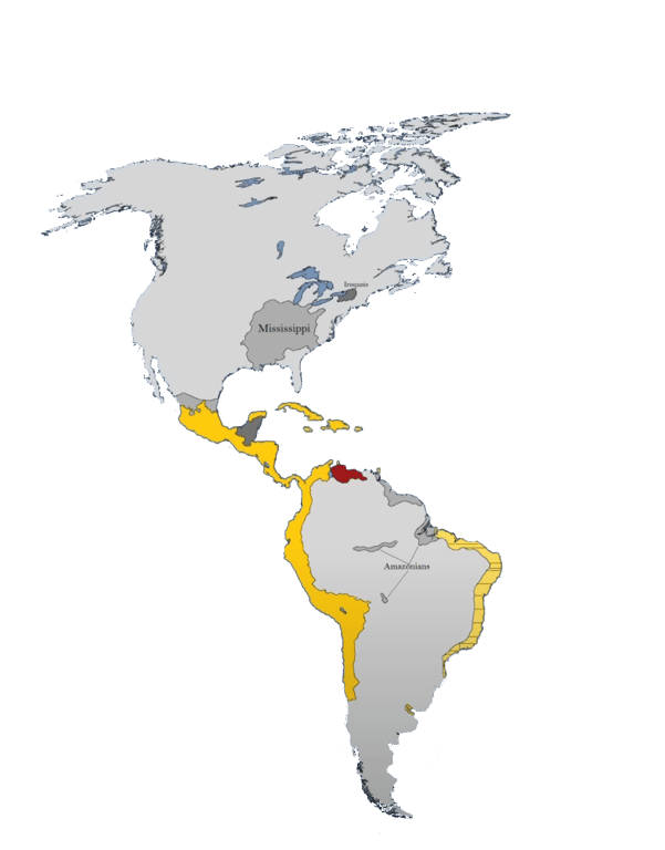Map of the Americas in 1540 showing Spanish colonial territory