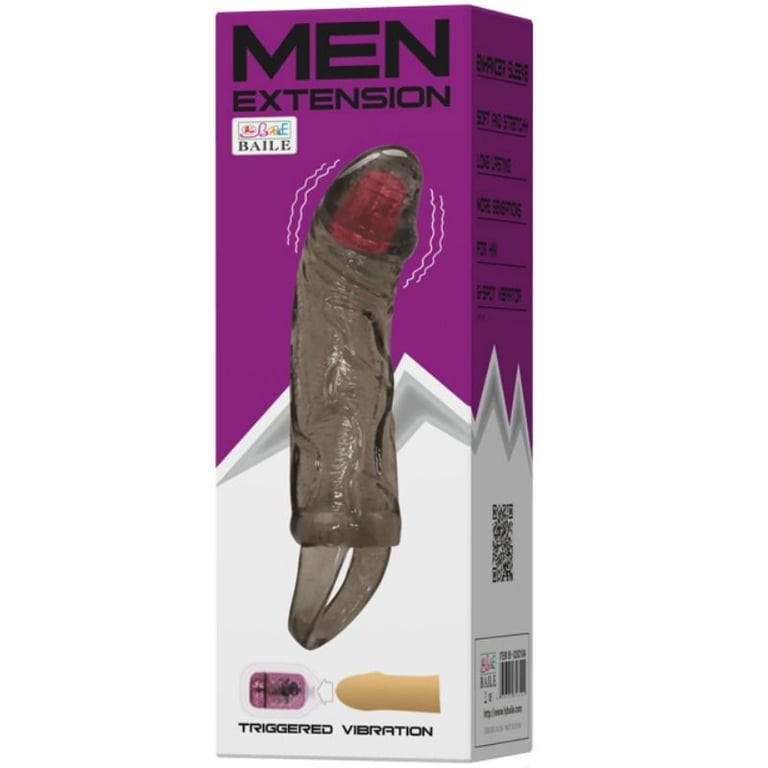 Penis Extender Sheath With Vibration And Strap For Testicles 13.5 CM