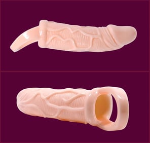 Penis Extender Sheath With Vibration And Strap For Testicles 13.5 CM