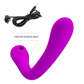 Vibrador Alex Lila con Estimulación de Clítoris por Ondas Juguete Sexual Femenino Recargable