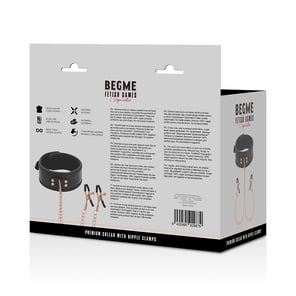 Begme - Black Edition Collar With Nipple Clamps With Neoprene Lining