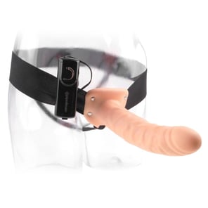 Fetish Fantasy Series - 19 CM Vibrating Hollow Strap-on Brown