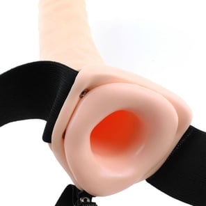 Fetish Fantasy Series - 19 CM Vibrating Hollow Strap-on Brown