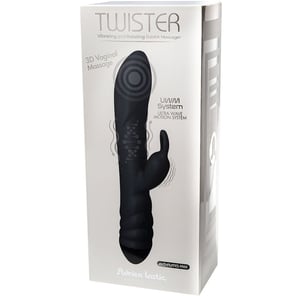 Vibrador Rabbit Negro Adrien Lastic Twister Masajeador Rotador Potente para Estimulación Dual