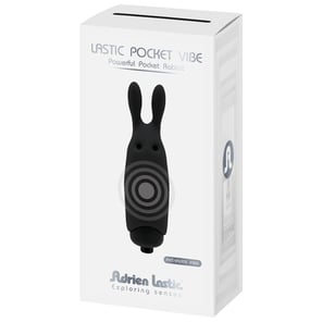 Vibrador de Bolsillo Adrien Lastic Pocket Conejo Negro Discreto, Potente y Recargable
