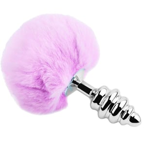 Plug Anal de Metal en Espiral con Pompon Violeta Talla S Juguete Erótico para Placer y Estimulación