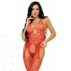 Bodystocking De Red Con Tirantes Talla única - Rojo