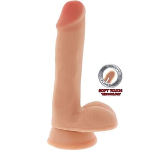 Dual Density Dildo 17 CM Con Testículos Natural