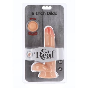 Dual Density Dildo 17 CM Con Testículos Natural