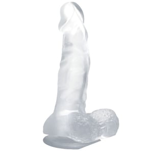 Dildo Realístico Con Ventosa Y Testículos 16.7 CM Transparente