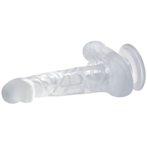 Dildo Realístico Con Ventosa Y Testículos 16.7 CM Transparente
